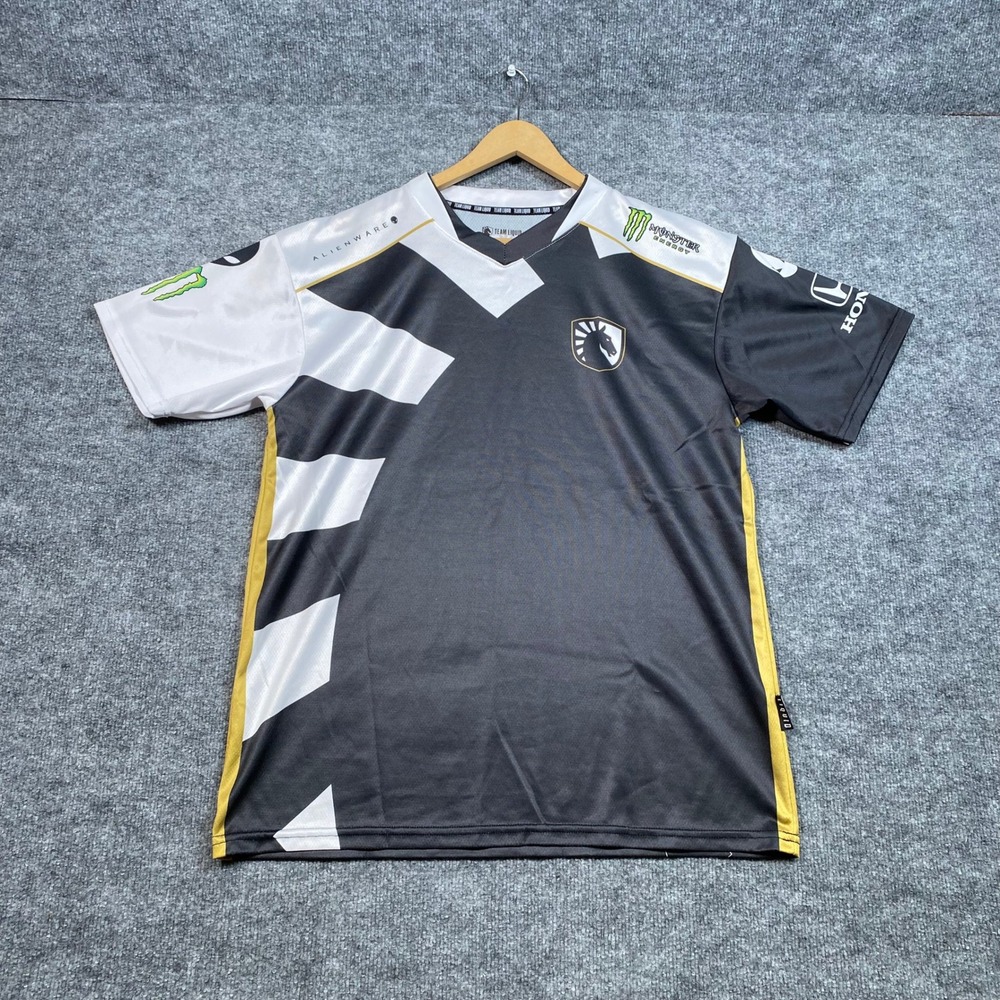 Team Liquid eSports Jersey Mens Large Black White Gold Alienware Monster Honda